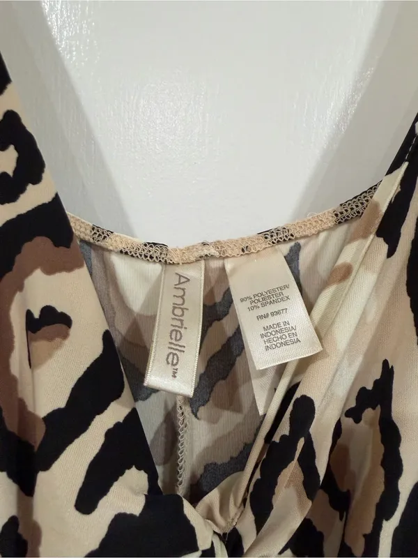 Ambrielle Leopard-Print Slip Dress in Beige, Brown & Black - Image 2