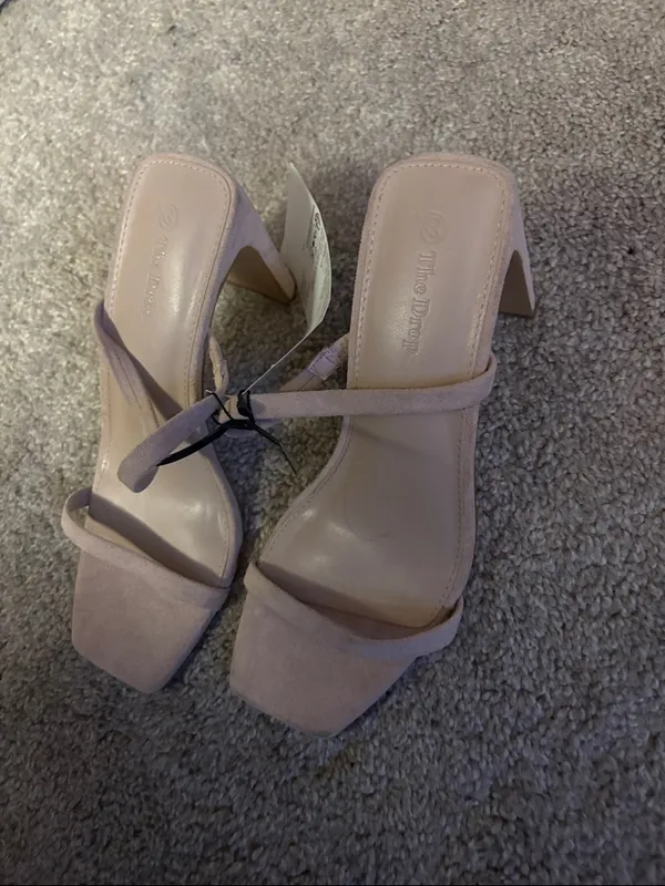 Minimalist Blush Strappy Square-Toe Heels 3 inch millennial pink size 8.5 new - Image 3