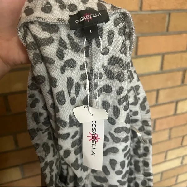 NWT Cosabella Grey Leopard Print Drawstring Pajama Lounge Shorts Size Large - Image 3