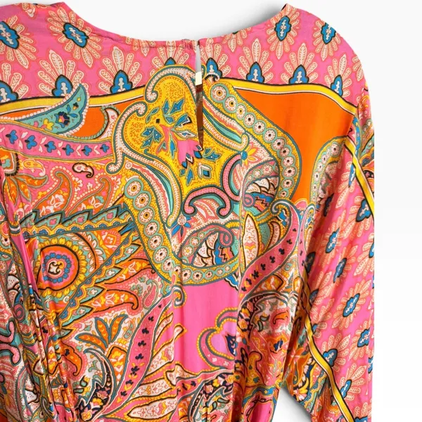 Olivaceous Paisley Tie Waist Mini Dress Size Small - Image 6