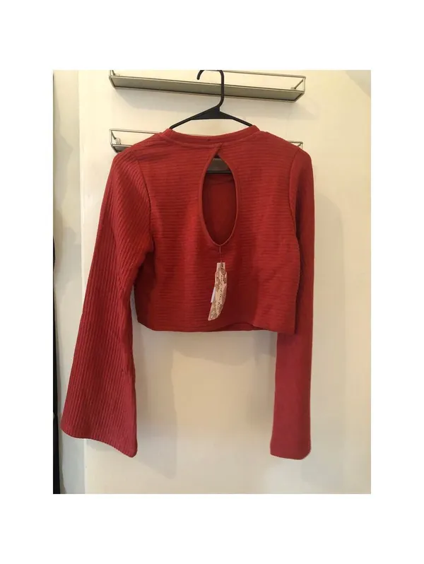 Band of the Free NWT Womens Alize Long Bell Sleeve Crop Top Orange Crop Top S - Image 6