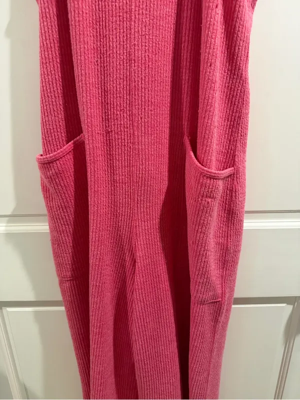 Simply Southern Women’s Pink Sleeveless Knit Jumpsuit with Pockets size Large - Image 2