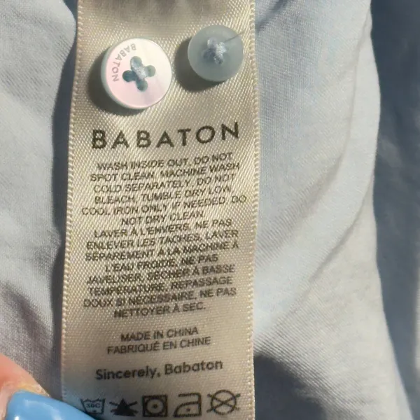 452 | Babaton‎ Aritzia Blue Tencel Button Front Blouse Women's 2XS Lightweight - Image 6
