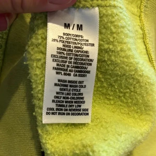 Retro Aeropostale Hoodie Lime Green Pullover Sweatshirt Womens Medium - Image 9