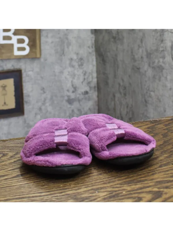 Isotoner Terry Double Band Non-Slip Slippers Purple 7.5-8 - Image 3