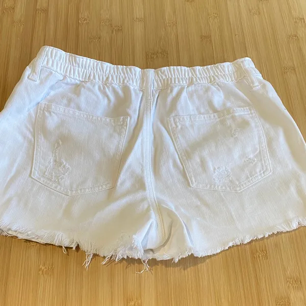aerie White Frayed Hem Denim Shorts - Image 2