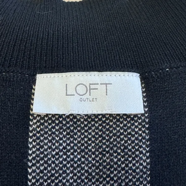 Loft Outlet Black Tan Buffalo Plaid Mock Neck Sleeveless Sweater Vest Top Career - Image 6