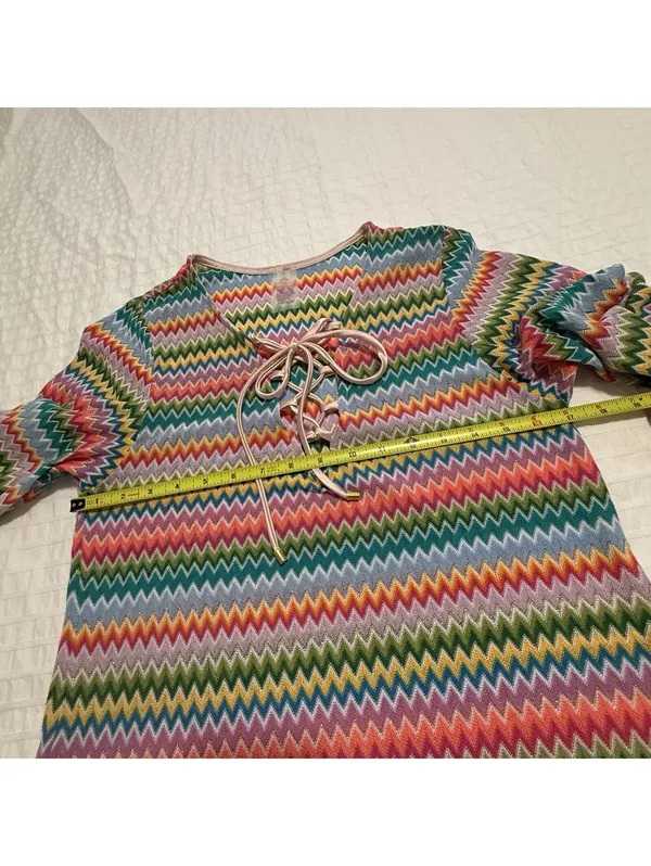 PQ Swim Ziggy Noah Coverup Tunic Chevron Rainbow Bell Sleeves XS / S Multicolor - Image 6