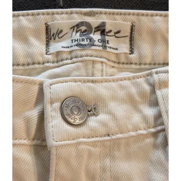 We The Free Sz 31 Free People Bailey Denim Mini Skirt Off-White Frayed Fringe - Image 3
