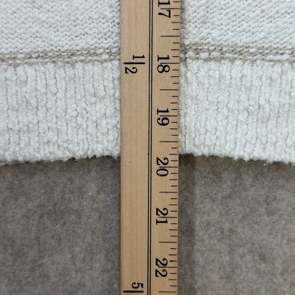 Abercrombie‎ & Fitch Striped Knit Sweater Tan White Small Crew Neck Long Sleeve - Image 8
