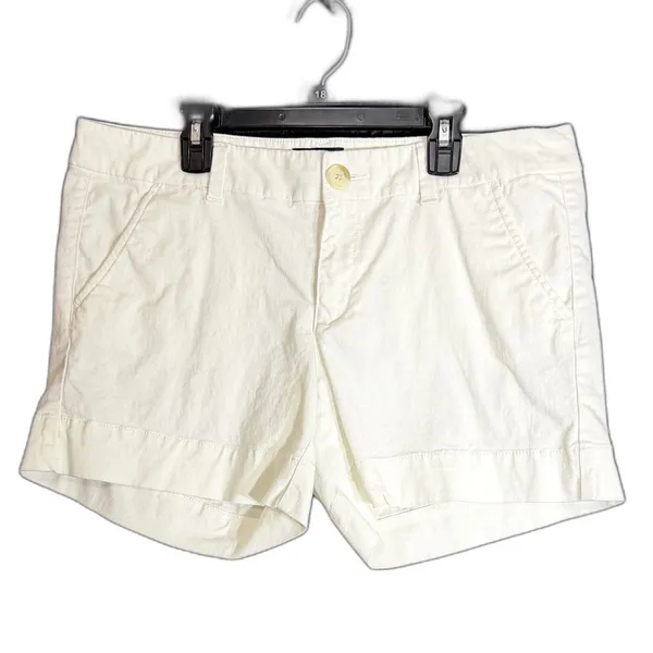 American Eagle Womens Size 12 White Midi Stretch Chino Shorts Summer Beach - Image 2
