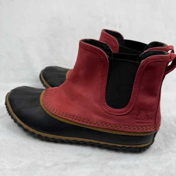 Sorel Out N‎ About Chelsea Waterproof Red Black Duck Boots NL2410-687 Womens 9 - Image 9