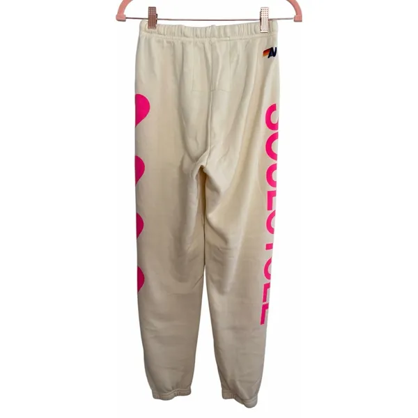 Aviator Nation x SoulCycle 4 Hearts Sweatpants Cream Women's Size Small - Image 4