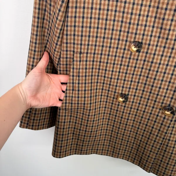 Madewell Caldwell Double Breasted Blazer Desert Check Dark Academia Womens Large - Image 3