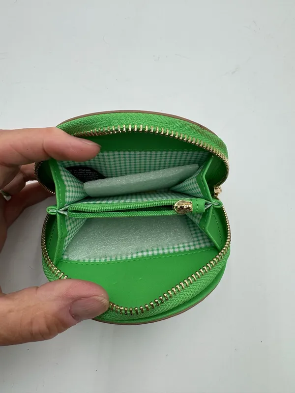Nanette Lepore Green Zip Around Coin Purse Card Wallet Embossed Logo Compact - Image 5