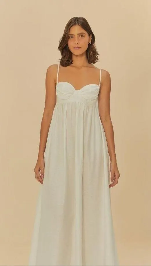 NWOT Farm Rio Linen Blend White Sleeveless Maxi Dress Size L - Image 2