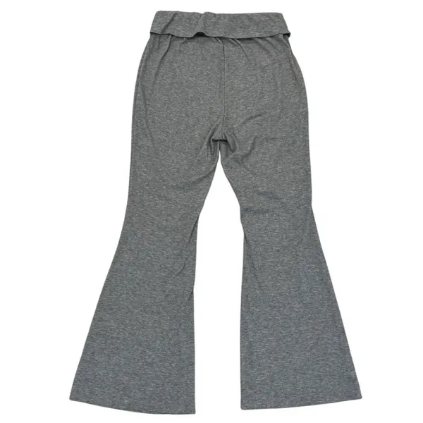 Shein Womens M 6 Flared Leggings Ribbed Fold Over Waist Gray - Image 4