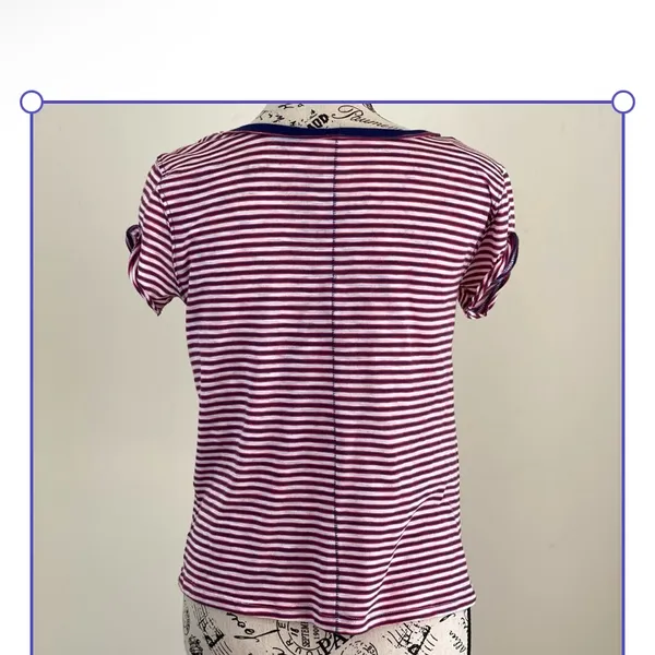 Free people Red and White Striped short sleeve Tee - Image 3