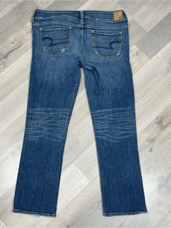 American Eagle Artist Low Rise Crop Stretch Jeans‎ Blue 6 Retro Capri Y2K - Image 7