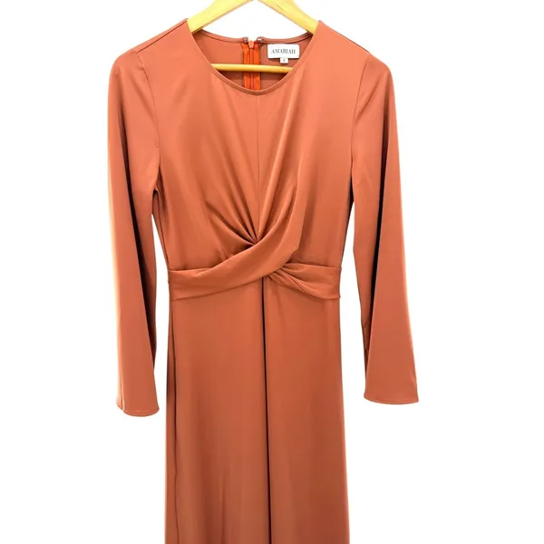 Amariah Aphrodite Maxi Dress Coffee‎ Brown Modest Long Sleeve Womens Small - Image 5