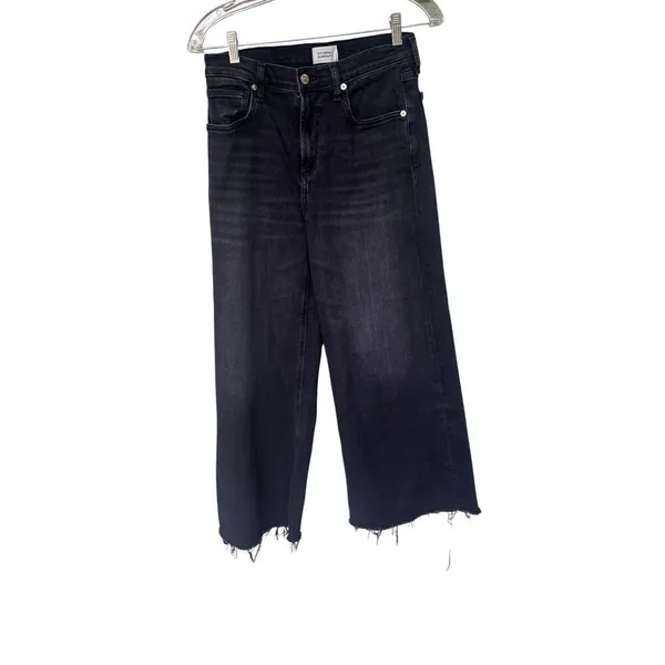 Citizens of Humanity Women's Lyra frayed cropped high-rise wide-leg jeans Black - Image 2