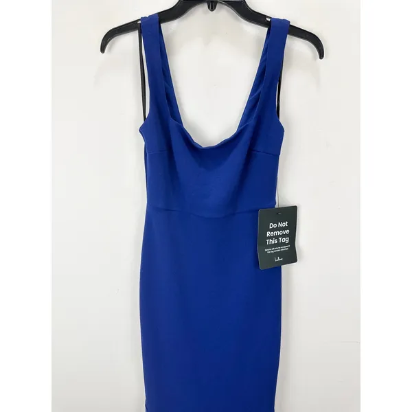 Lulus Moment Maker Cobalt Blue Square Neck Trumpet Midi Dress Cocktail Small NWT - Image 7
