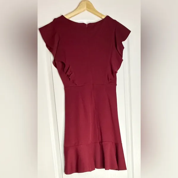 Altar'd State Burgundy Ruffle Mini Dress, Small - Image 4