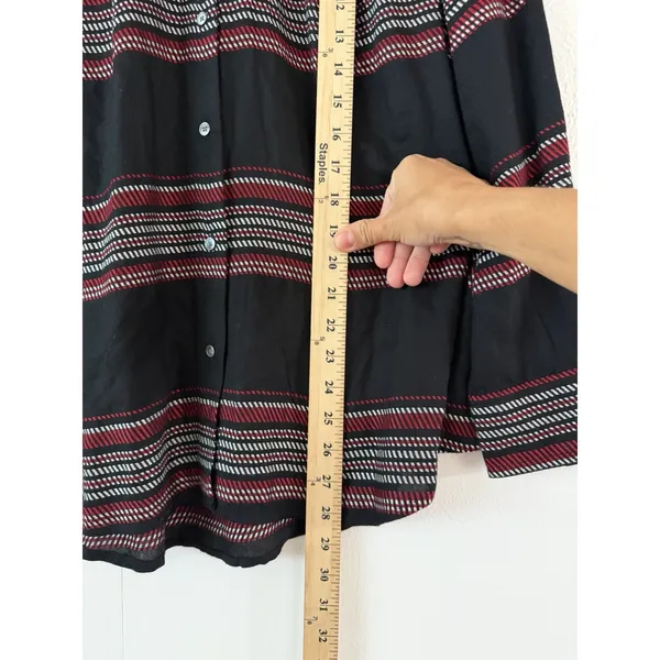 Intro Love the Fit Women’s Button Front Blouse Size M Black Red Stripe Rayon NWT - Image 7
