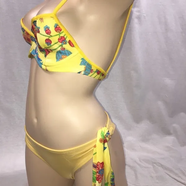 Recco brazilian bright yellow floral bikini - Image 2