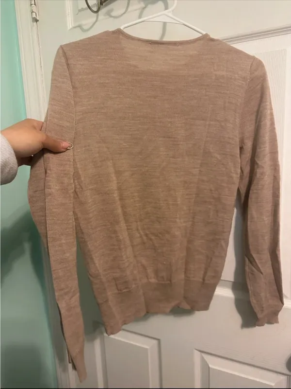 Lightweight Crewneck Sweater in Beige Tan - Image 2