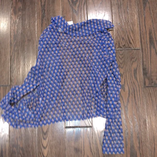 Maeve by Anthropologie blue print sheer top size medium - Image 4
