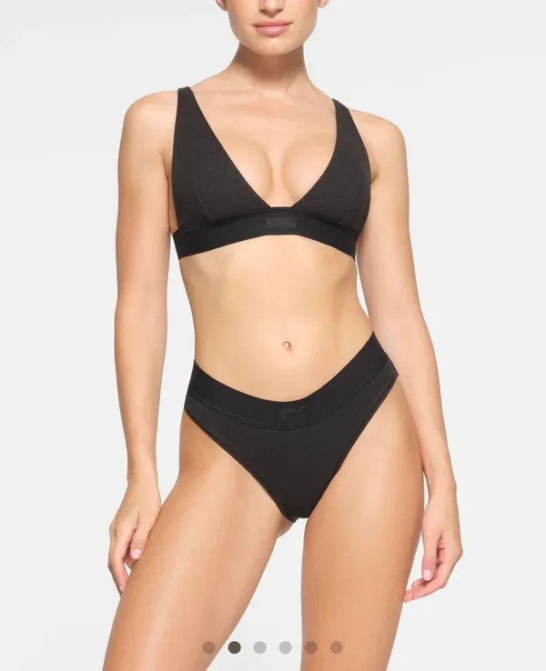 SKIMS Cotton Rib Plunge Bralette - Image 2