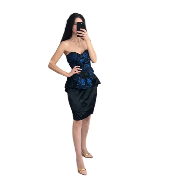 Gunne Sax Jessica Mc Clintock bust black / blue dress size 6 - Image 4
