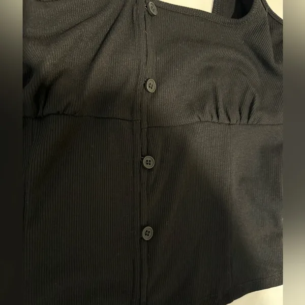 superdown Button Front Crop Squareneck Ribbed Tank Top - Image 7