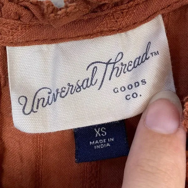 Universal Thread Burnt Orange Yoke Peasant Blouse - Image 5