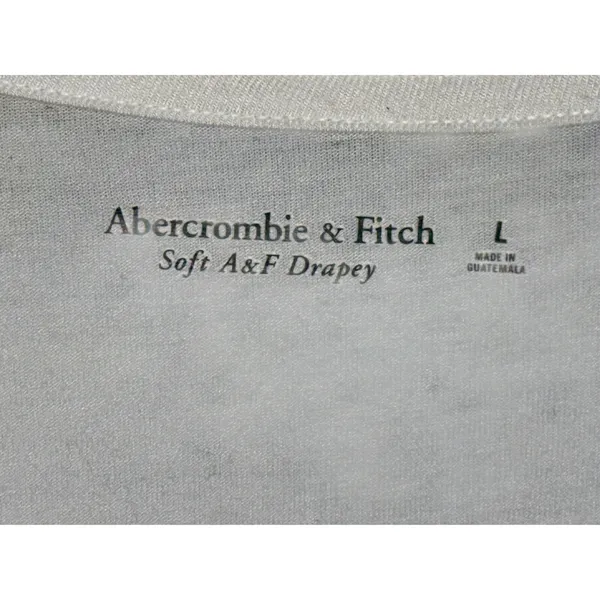 Abercrombie & Fitch Soft AF Drapey White Knit V-Neck Short Sleeve T-Shirt Size L - Image 3