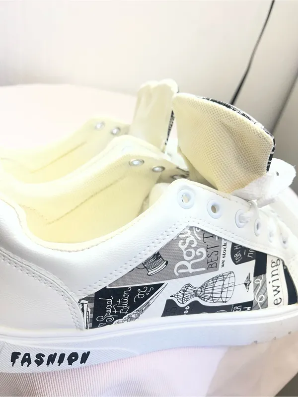 Women’s White Graphic Athletic Sneakers - Image 6