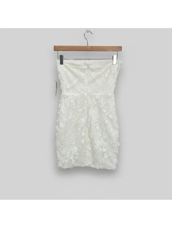 Altar'd State White Floral Embroidered Strapless Mini Dress Size S Romantic - Image 3