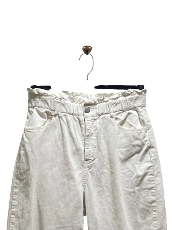 Zara Barrel Leg Corduroy Pants White Size 4 Neutral Minimalist Classic Coastal - Image 5