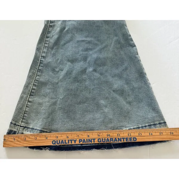 NWT Aaron and Amber Light Blue Flare Bell Bottom Jeans Raw Hem High Waist Sz M - Image 9