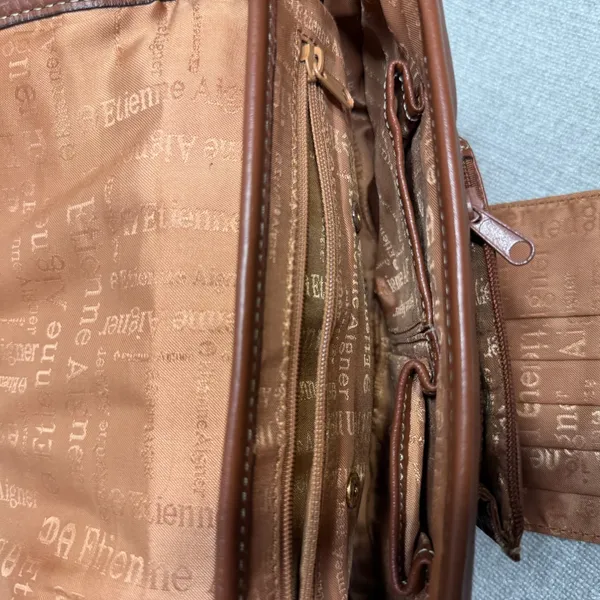 Etienne Aigner Brown Leather Crossbody Shoulder Bag Vintage Small Flap‎ Purse - Image 5