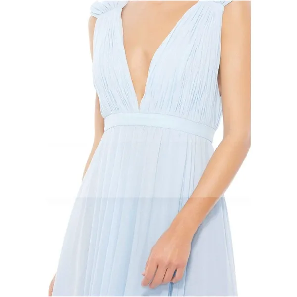 NEW NWT Ieena Mac Duggal 55321 Chiffon Gown Mist Blue Ruched Formal Women Size 0 - Image 3