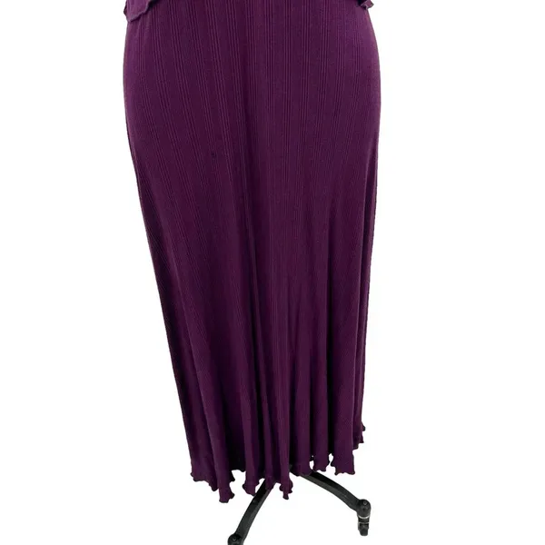Anthropologie Maxi Dress‎ Deep-V Ruffled Sleeveless Viscose Purple Size Medium - Image 5