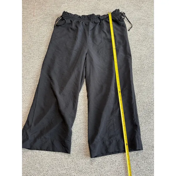 A‎ New Day Black Wide Leg Cropped Pants Elastic Paperbag Waist XL VN1247024 - Image 5