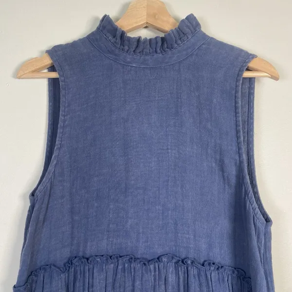 Simply Southern Blue Tiered Cotton Dress Size Small Coastal Cottage‎ Minimal NWT - Image 2