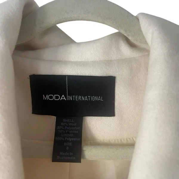 Moda Size Small‎ Wool Blend Cream Button Belted Pea Coat Old Money - Image 4