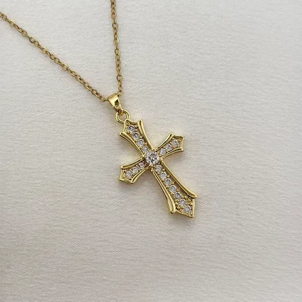 Adjustable CZ Cross Pendant Necklace for Women - Image 2