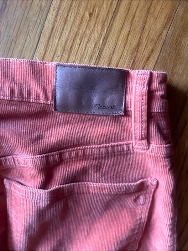 Madewell Perfect Vintage Straight Corduroy Jeans 28T Rust Orange Classic Fit - Image 4