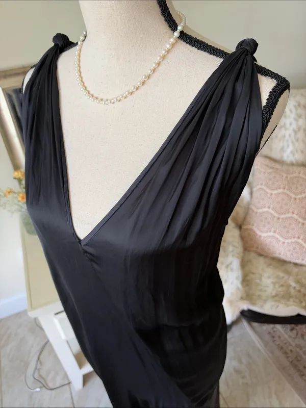Maria Cornejo Black gothic satin Asymmetrical minimalist midi maxi slip Dress 6 - Image 9