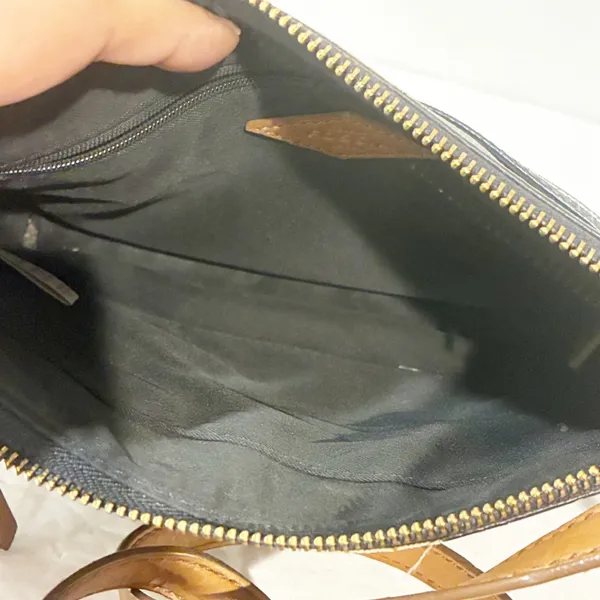 Fossil Devon Black With‎ White Stripes Crossbody Vegan Leather Shoulder Bag - Image 4